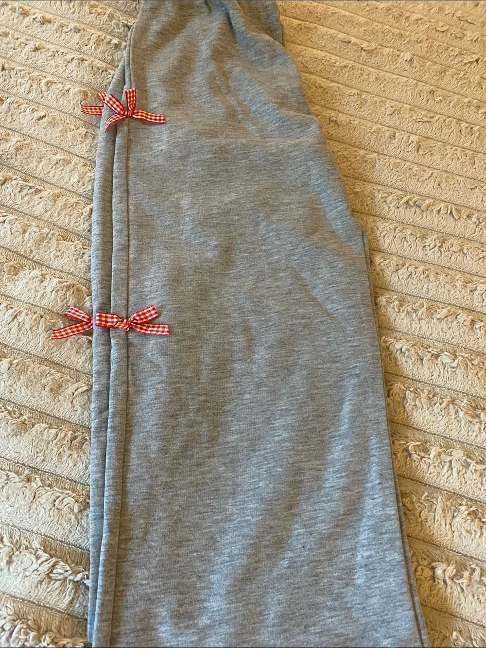 NWOT, Kids Grey Set with Red Gingham Bow